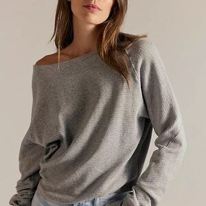 We The Free Gray Off-Shoulder Sweater